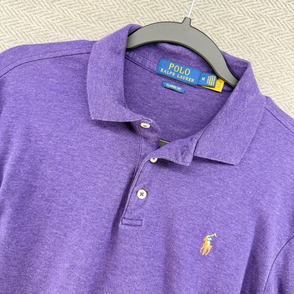 Polo Ralph Lauren Polo Shirt Medium Purple Cotton Long Sleeve Classic Fit Preppy